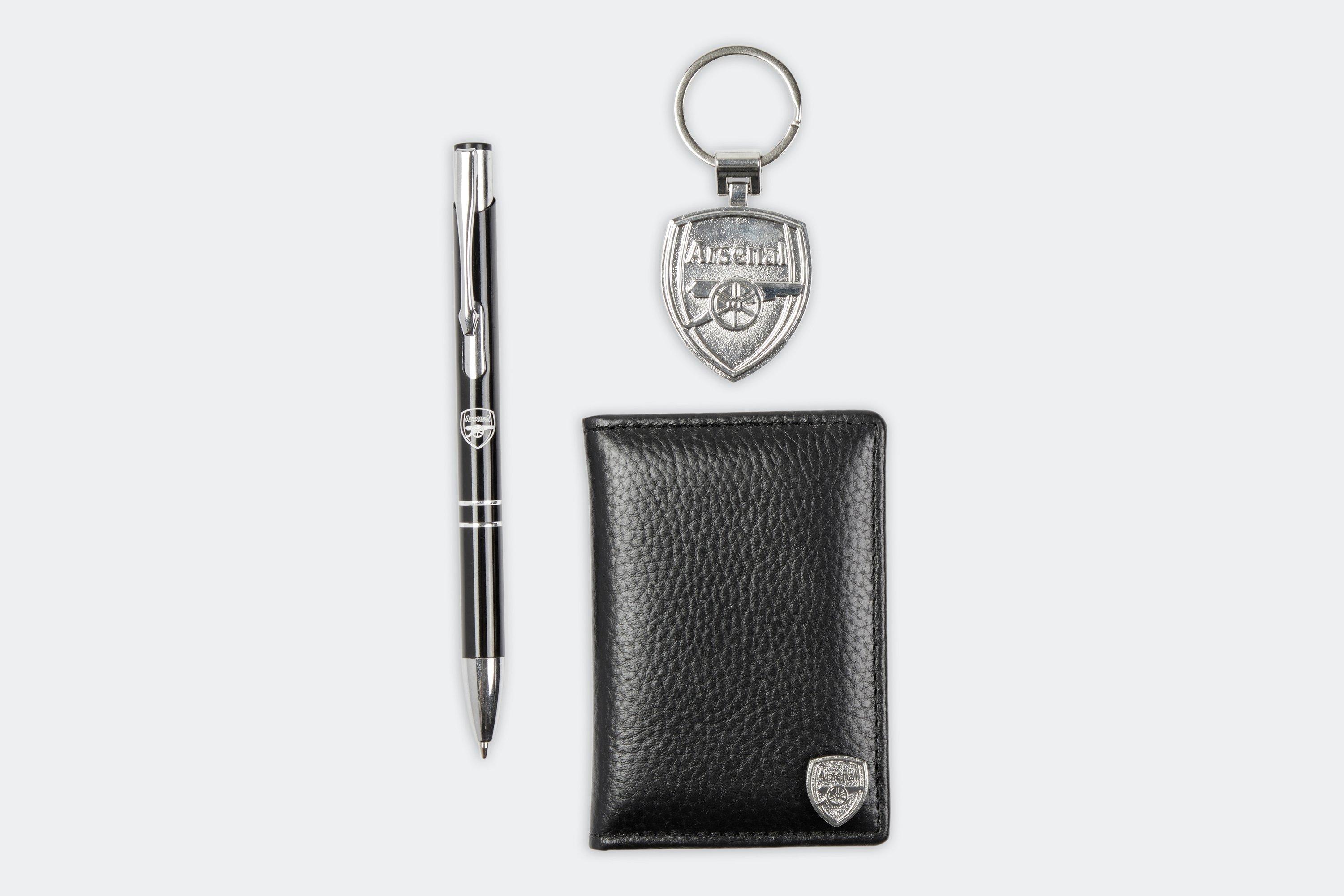 Arsenal Leather Card Wallet Pen and Keyring Set