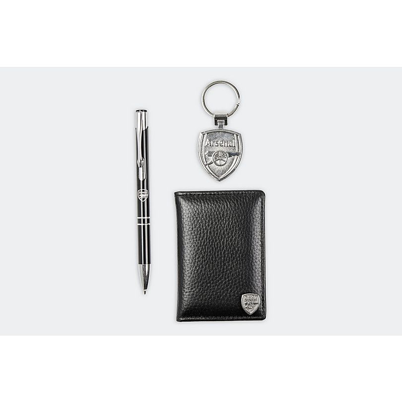 Arsenal Leather Card Wallet Pen and Keyring Set