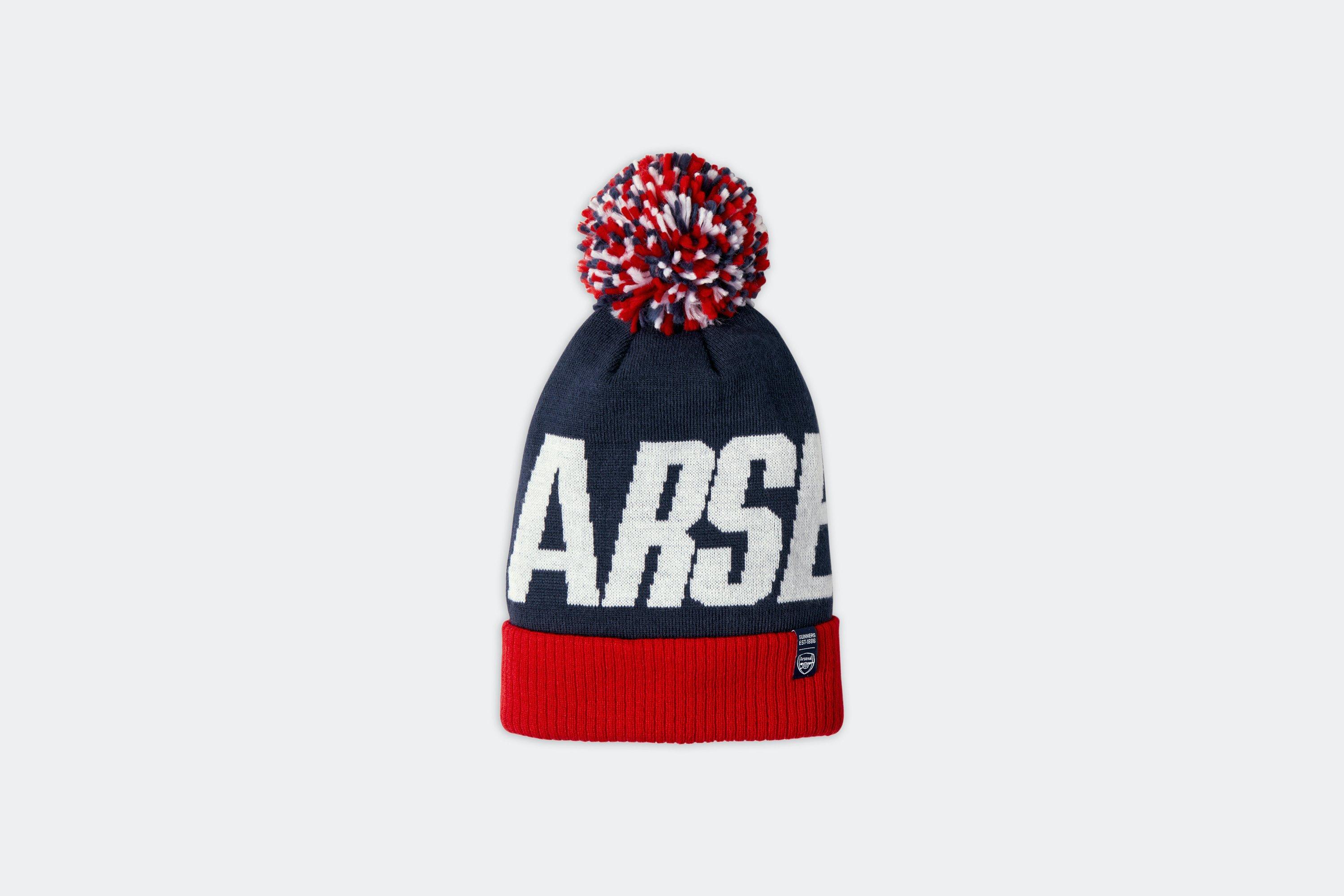 Arsenal Large Text Pom Beanie