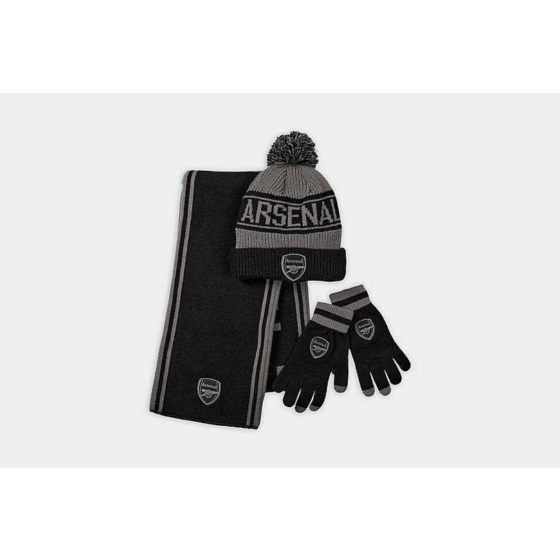 Arsenal Mono Text Beanie Hat, Scarf and Gloves Set