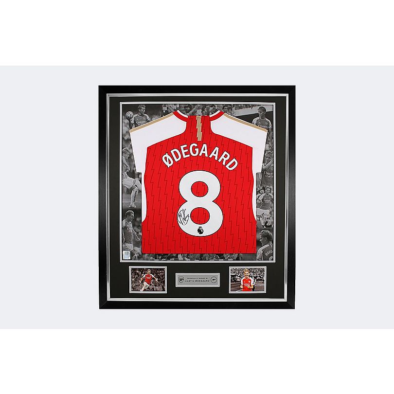 Arsenal 23/24 Framed Signed Ødegaard Shirt Portrait