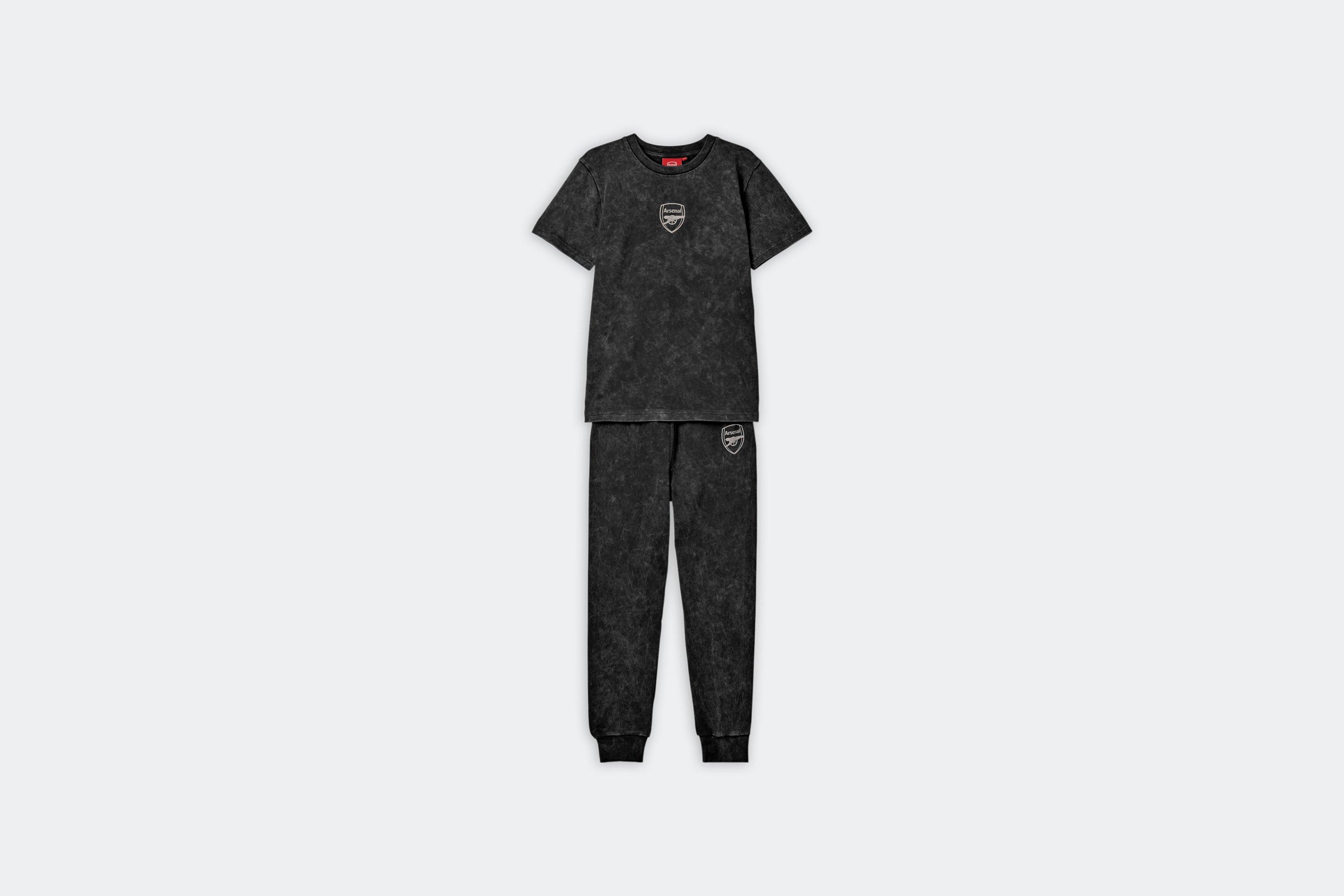 Arsenal Boys Washed Grey Crest Print Pyjamas