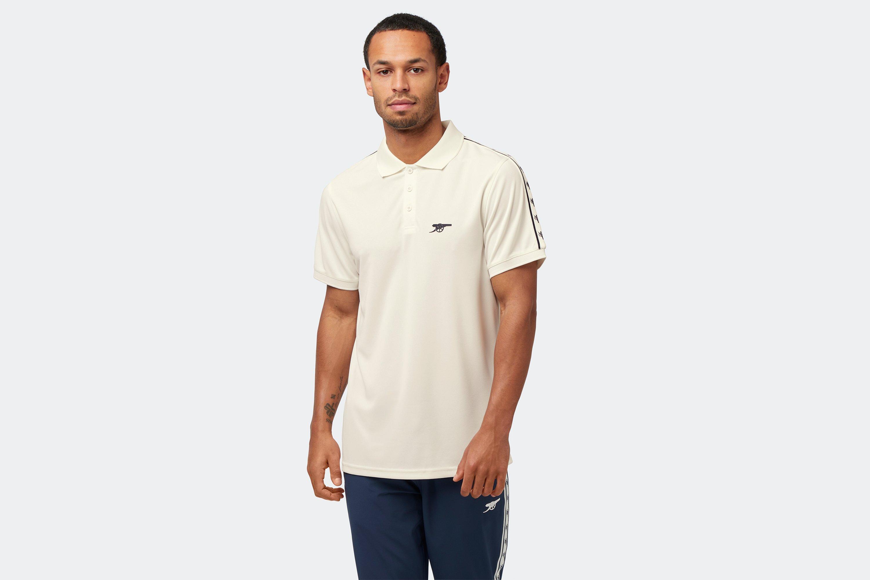 Arsenal Northbank Cream Taped Polo Shirt