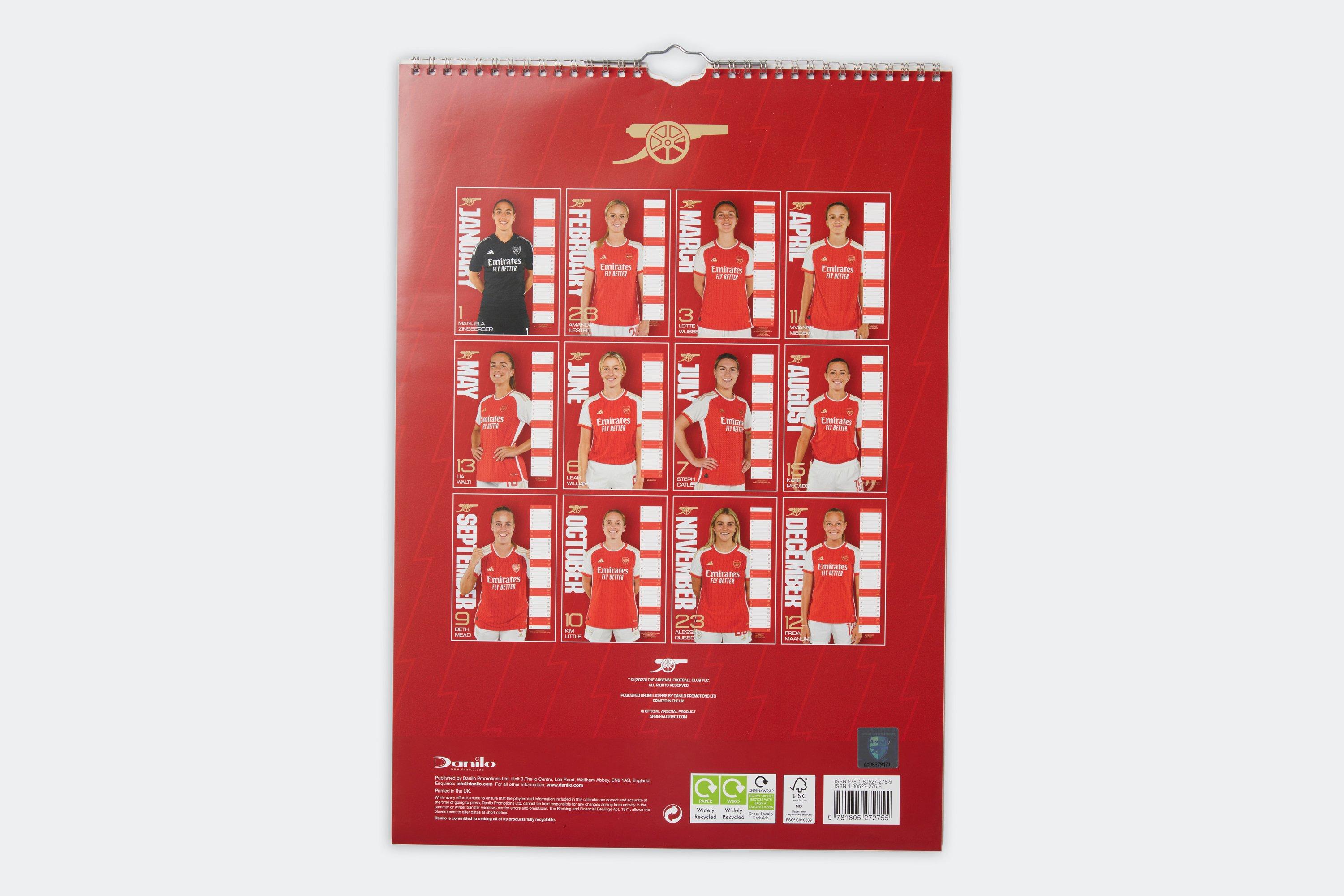 Official Arsenal WFC A3 Calendar 2024: Buy Online on Offer