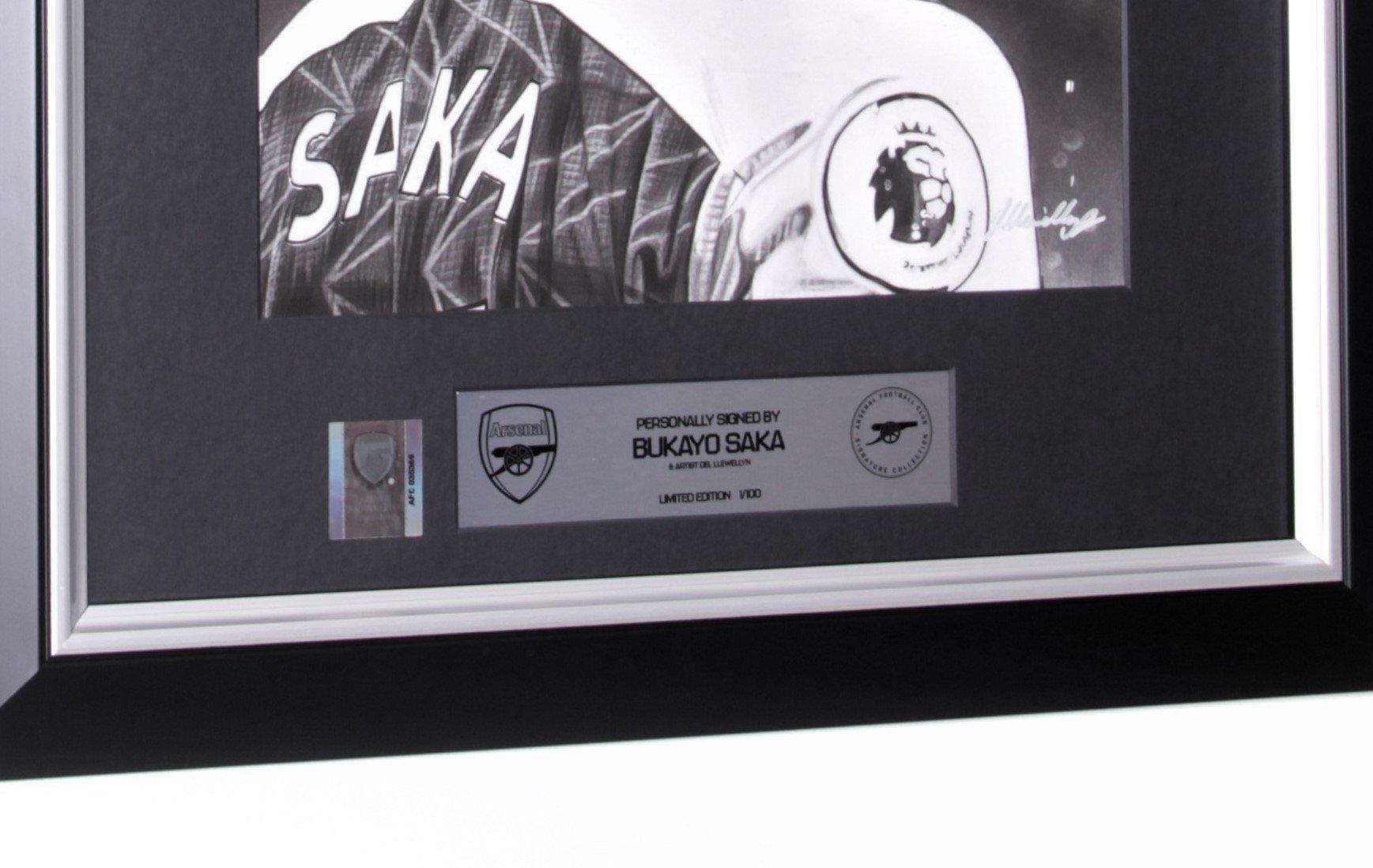 Arsenal Framed Limited Edition Signed Saka Drawing | Official