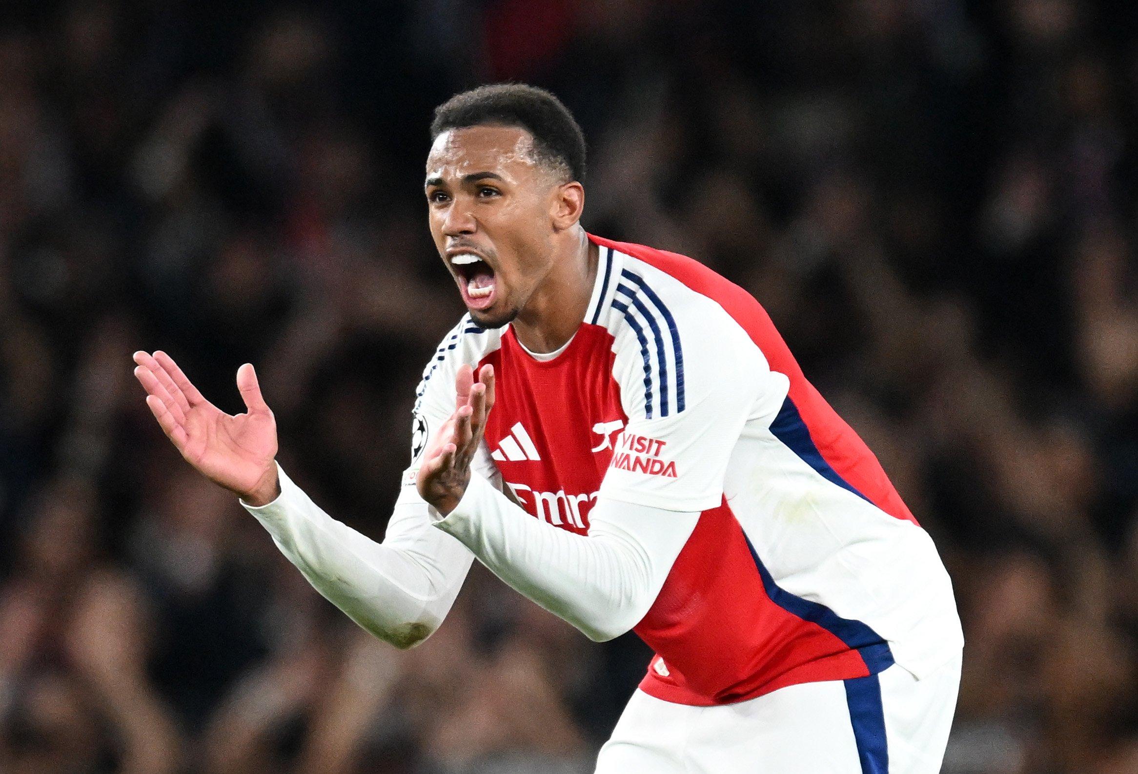 Arsenal Match Worn Shirt V PSG GABRIEL