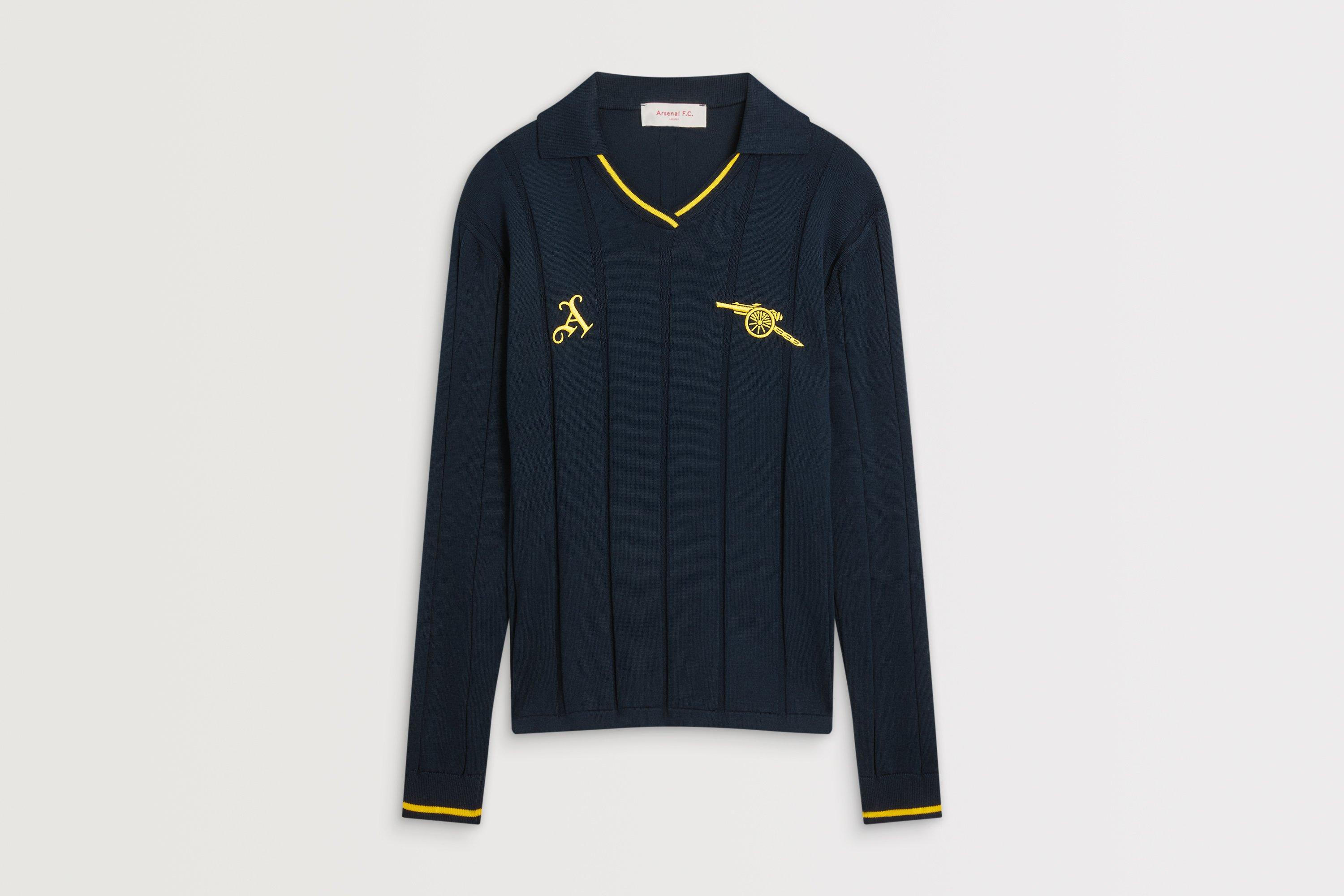 Arsenal Navy Knit Long Sleeved Polo Shirt