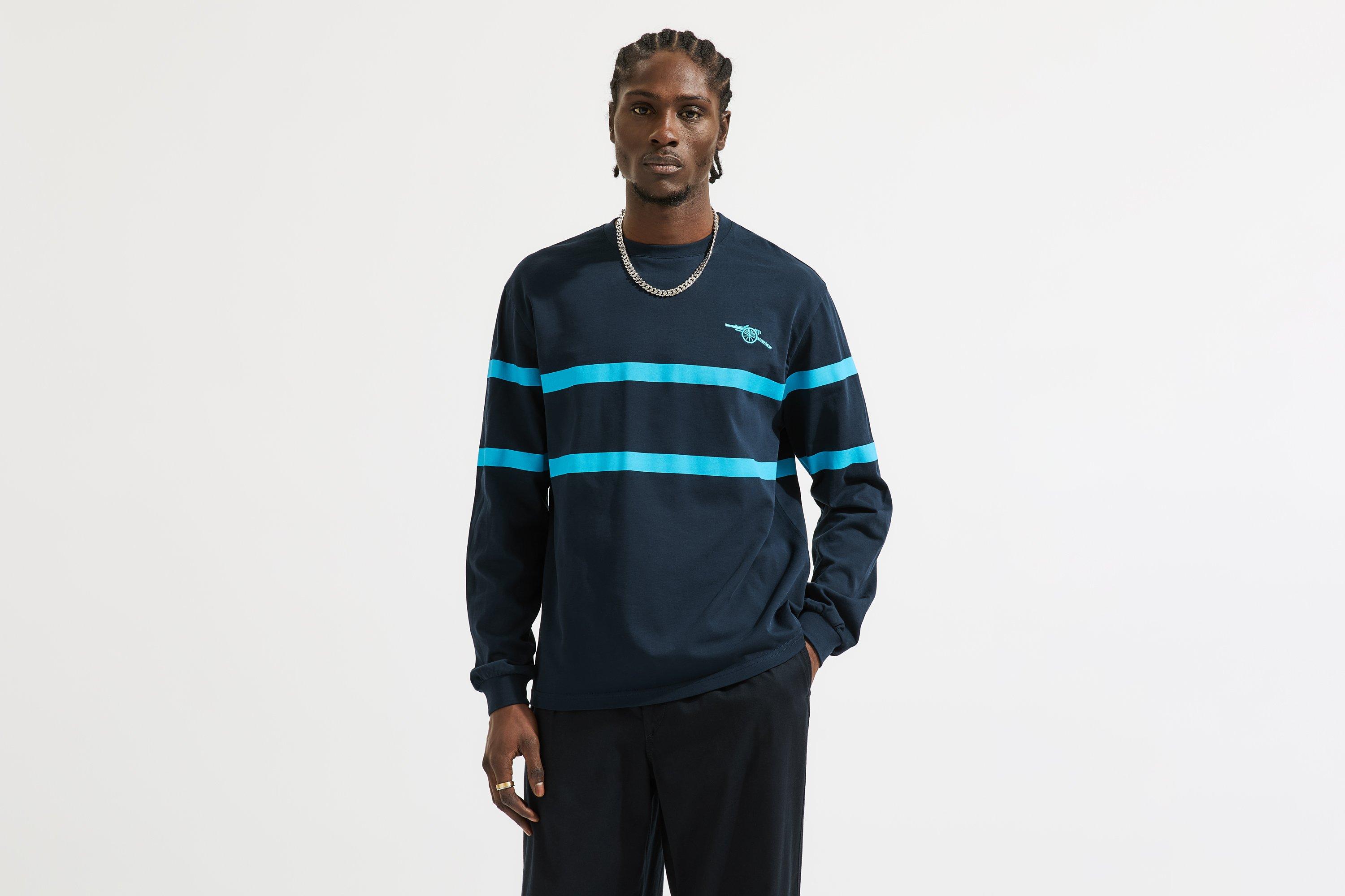 Arsenal Double Stripe Navy Long Sleeve Unisex T-Shirt