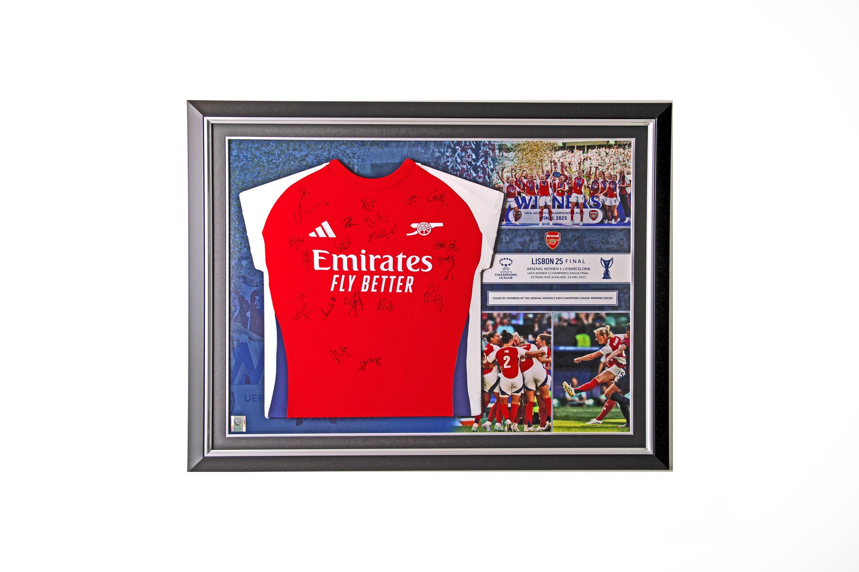 Arsenal Womens Winners Framed Signed Squad Shirt
