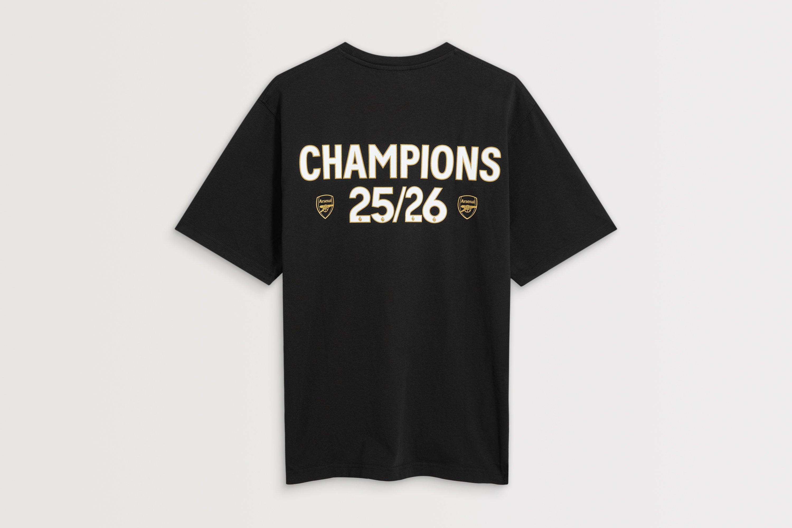Arsenal Champions 25/26 Black Crew T-Shirt | Official Online Store