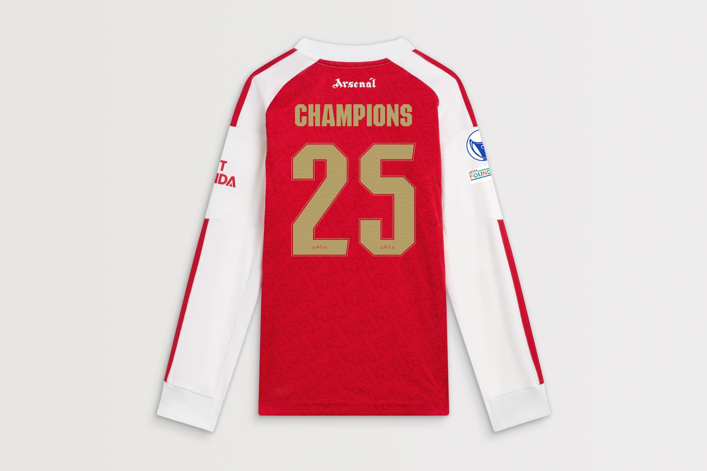 Arsenal adidas Kids UWCL Champions Long Sleeved Home Shirt