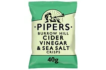Pipers Burrow Hill Cider Vinegar & Sea Salt Crisps 40g Pipers Burrow Hill Cider Vinegar & Sea Salt Crisps 40g