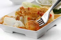 M&J Seafood Atlantic Cod loin with King Prawns in a Red Thai Sauce M&J Seafood Atlantic Cod loin with King Prawns in a Red Thai Sauce