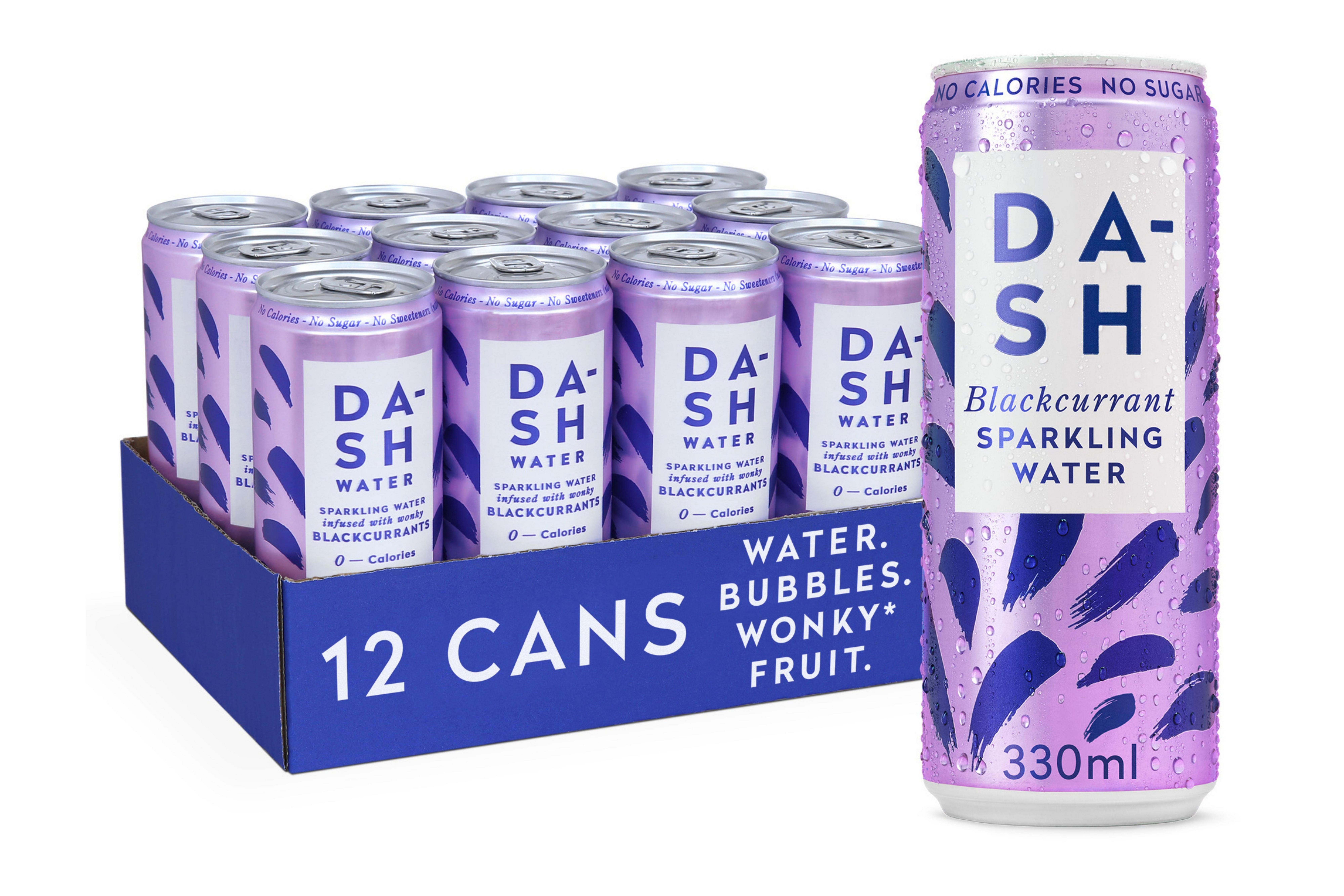 Dash Water British Sparkling Spring Water Infused with Wonky Blackcurrants 330ml     12 x 330ml