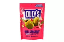 Olly's Olives Chilli & Rosemary Green Halkidiki Olives 50G Olly's Olives Chilli & Rosemary Green Halkidiki Olives 50G