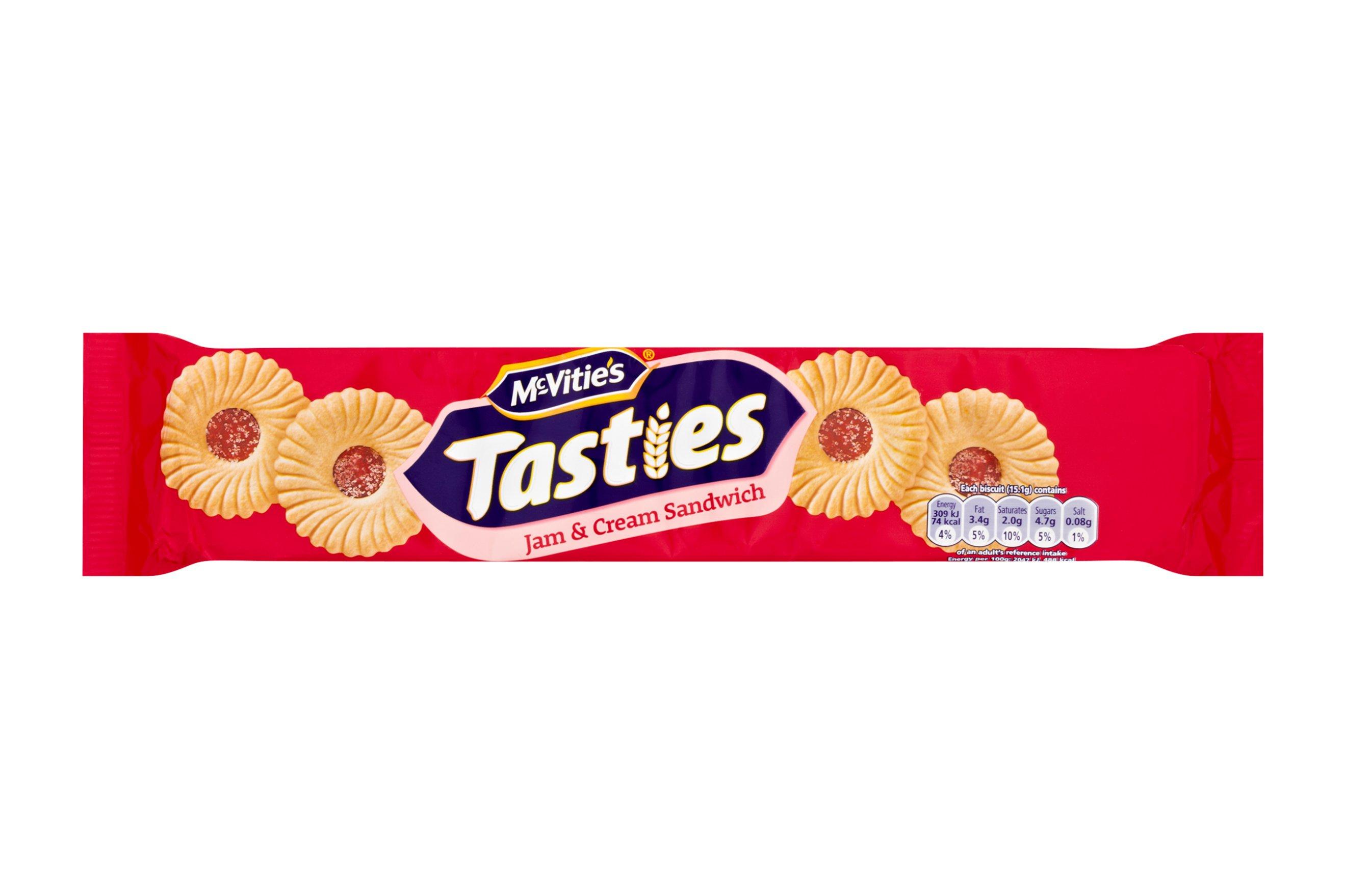 Mcvitie S Tasties Jam Cream Sandwich Biscuits Luxury Continental Sweet Biscuits Cookies And Cakes Snacks Confectionery Drinks Snacks Brakes Foodservice