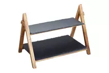 Artesà Slate and Wood 2 Tier Serving Stand 40x25x30cm (15.6x9.75x12")