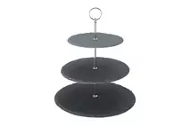 3 Tier Slate Cake Stand with Metal Rod and Carry Handle