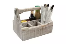 T&G Woodware Nordic White Table Caddy with 4 Compartments