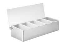 Stainless Steel 6 Part Condiment Dispenser with Lid Stainless Steel 6 Part Condiment Dispenser with Lid