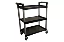 3 Tier Black Plastic Service Trolley 80.5x41x97cm (31.4x16x38") 3 Tier Black Plastic Service Trolley 80.5x41x97cm (31.4x16x38")