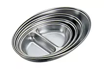 Stainless Steel Oval Divided Vegetable Dish 25.4cm (10")