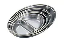 Stainless Steel Oval Divided Vegetable Dish 25.4cm (10") Stainless Steel Oval Divided Vegetable Dish 25.4cm (10")