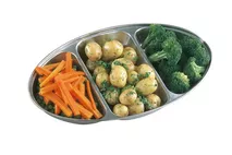 Stainless Steel Triple Divided Vegetable Dish 35cm (14") Stainless Steel Triple Divided Vegetable Dish 35cm (14")