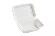 Bagasse Rectangular Clamshell Food Container 600ml