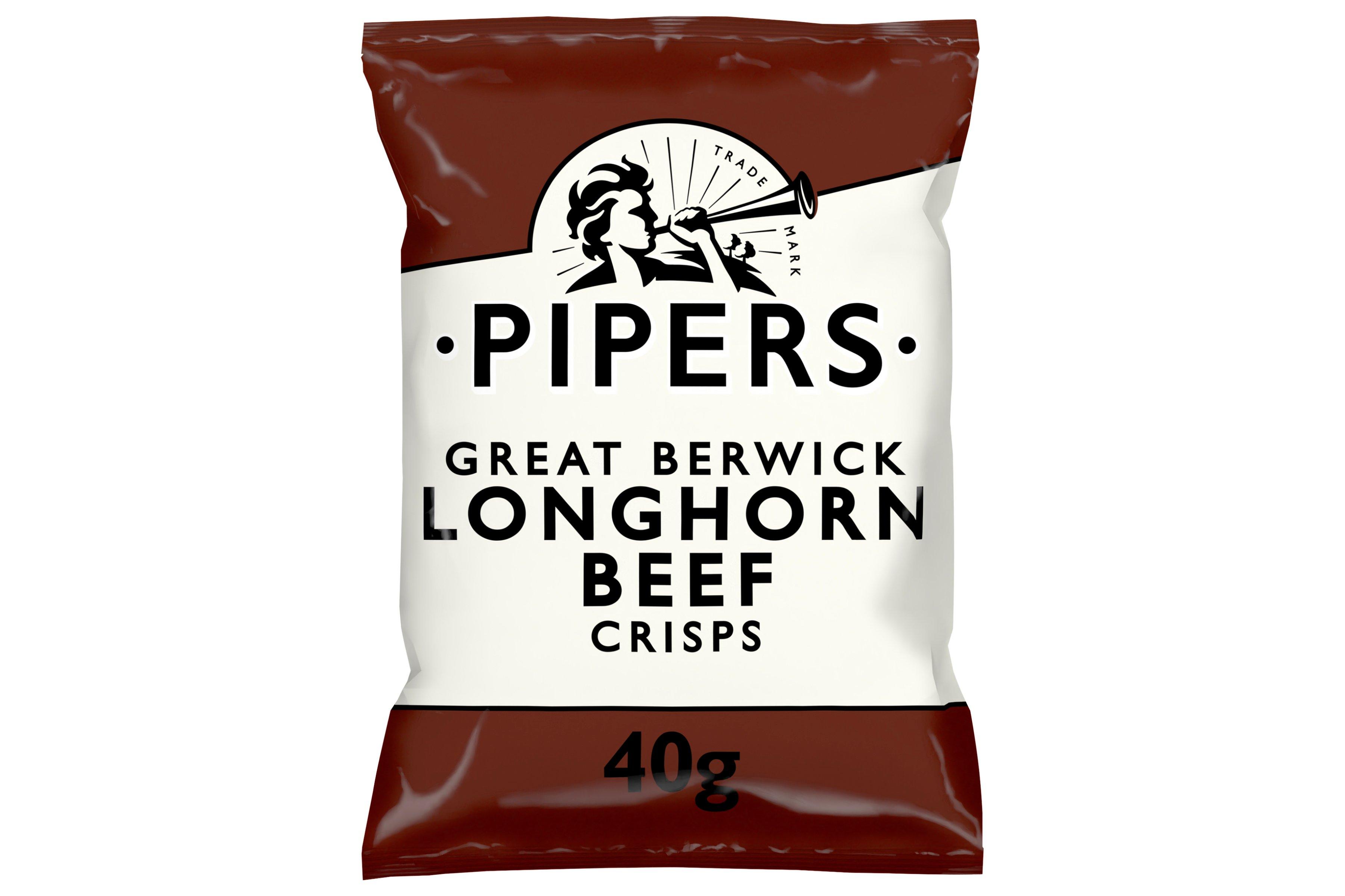 Pipers Berwick Longhorn Beef Crisps 24 x 40g
