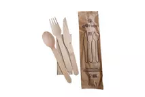 eGreen 4in1 Uncoated Fork, Knife, Spoon, Napkin Kit