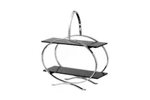 Stainless Steel Two Tier Cake Stand with 2 Acrylic Inserts