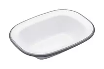 Living Nostalgia White With Grey Rim Enamel Oblong Pie Dish 16x12x3.5cm