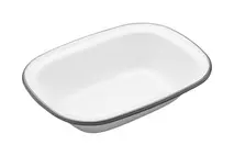 Living Nostalgia White With Grey Rim Enamel Oblong Pie Dish 20x14.8x4cm