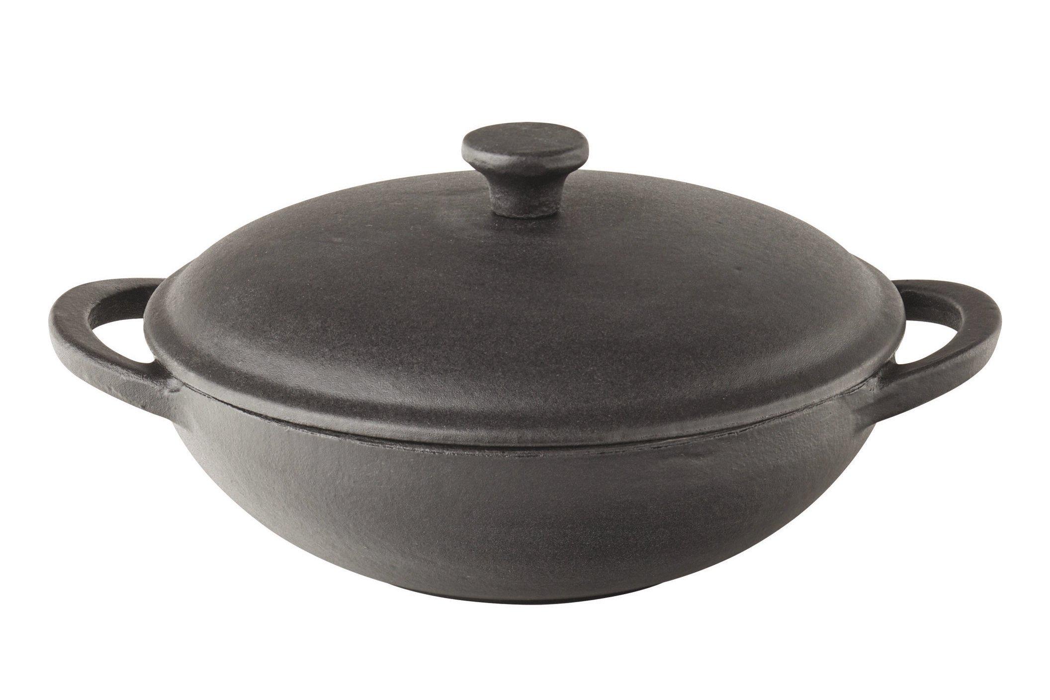 Utopia Cast Iron Mini Wok with Lid 21.5cm (580ml)