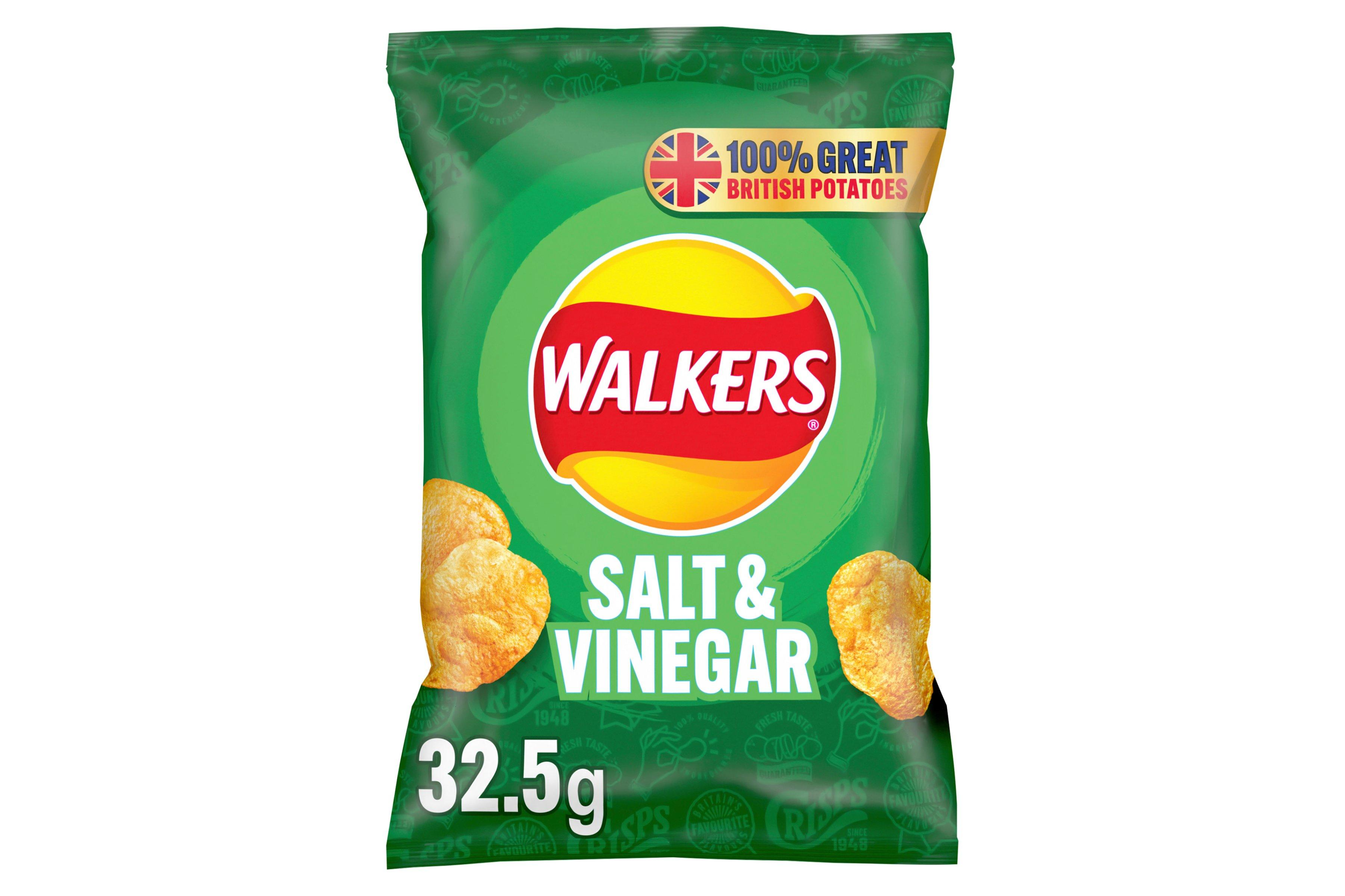 Walkers Salt & Vinegar Crisps 32.5g 48 x 32.5g
