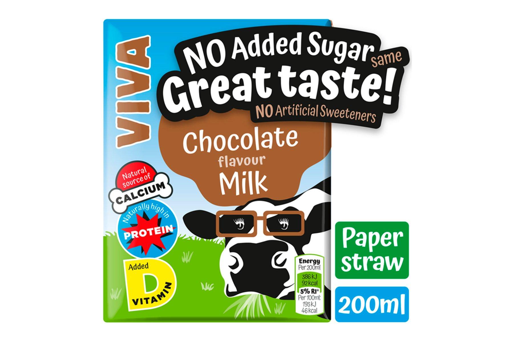 Viva Chocolate Flavour Semi-Skimmed Milk 200ml - No Added Sugar     27 x 200ml