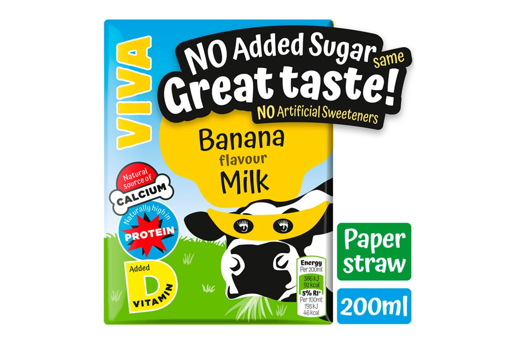 Viva Banana Milk Drink - No Added Sugar 200ml     27 x 200ml