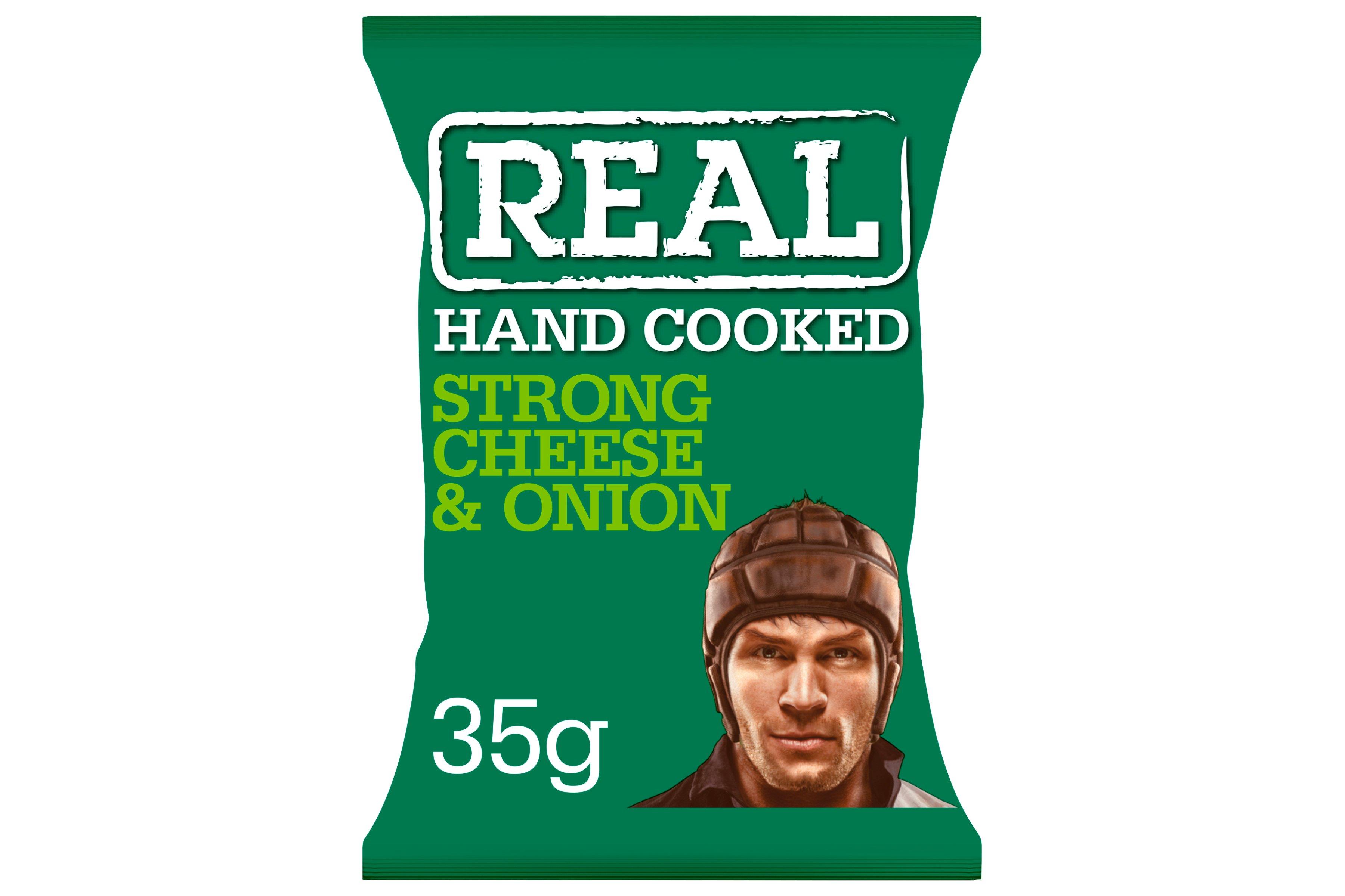 Real Handcooked Strong Cheese & Onion Flavour Potato Crisps 35g 48 x 35g