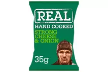 Real Handcooked Strong Cheese & Onion Flavour Potato Crisps 35g