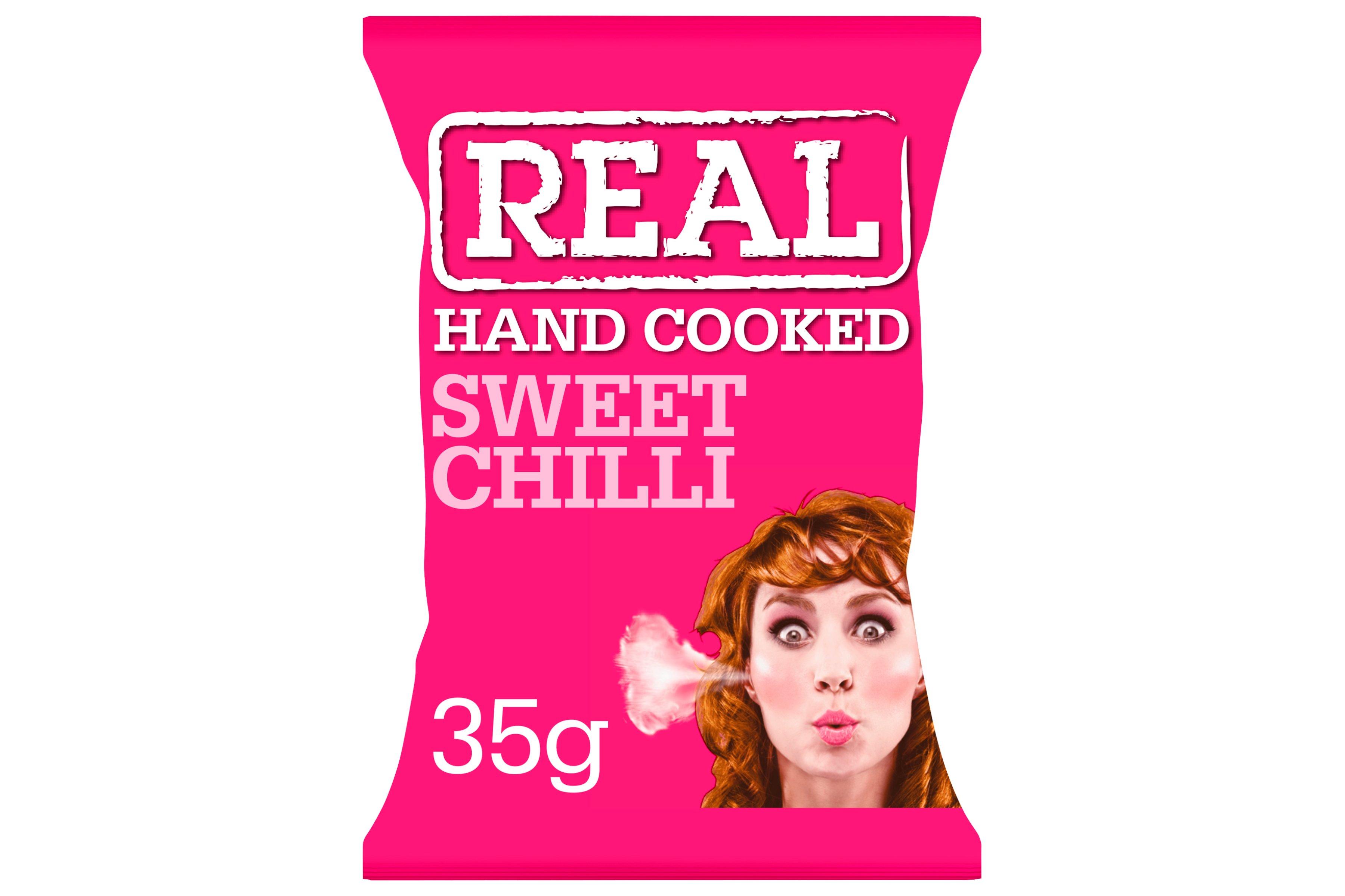 Real Hand Cooked Sweet Chilli Flavour Potato Crisps 48 x 35g