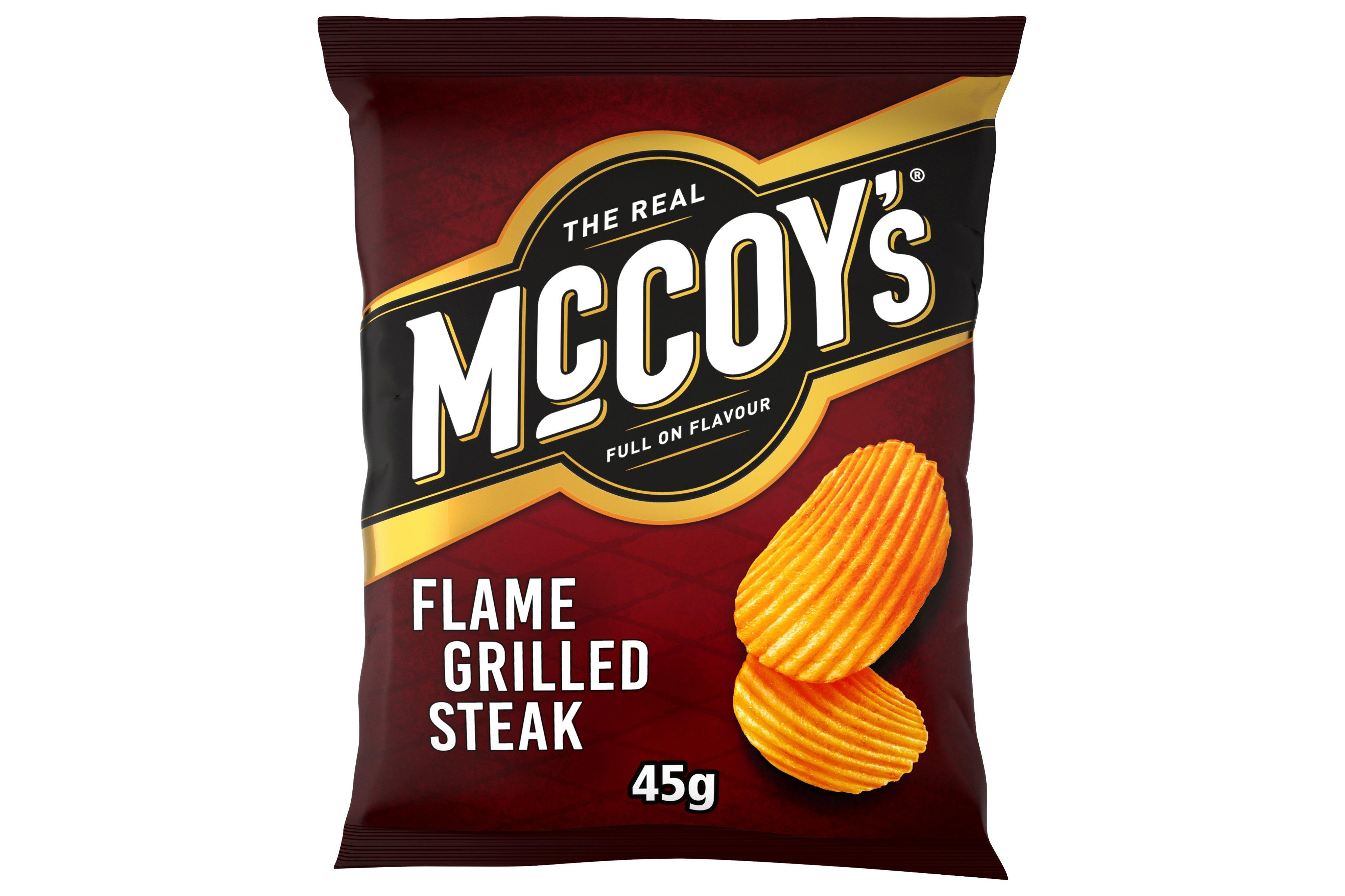 McCoy's The Real McCoy's Flame Grilled Steak Ridge Cut Potato Crisps 47.5g     36 x 47.5g
