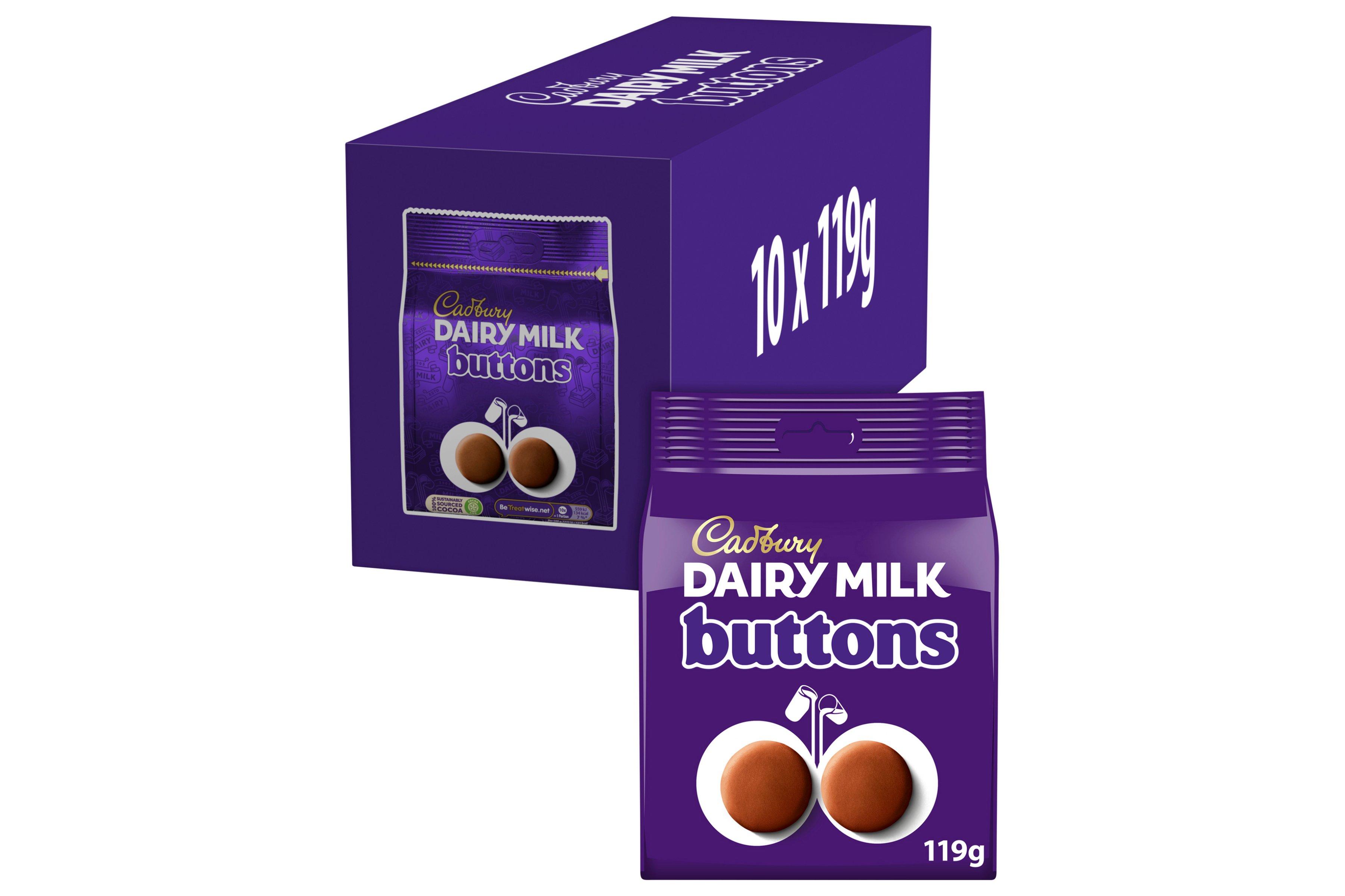 Cadbury Dairy Milk Giant Buttons Chocolate Bag 119g     10 x 119g