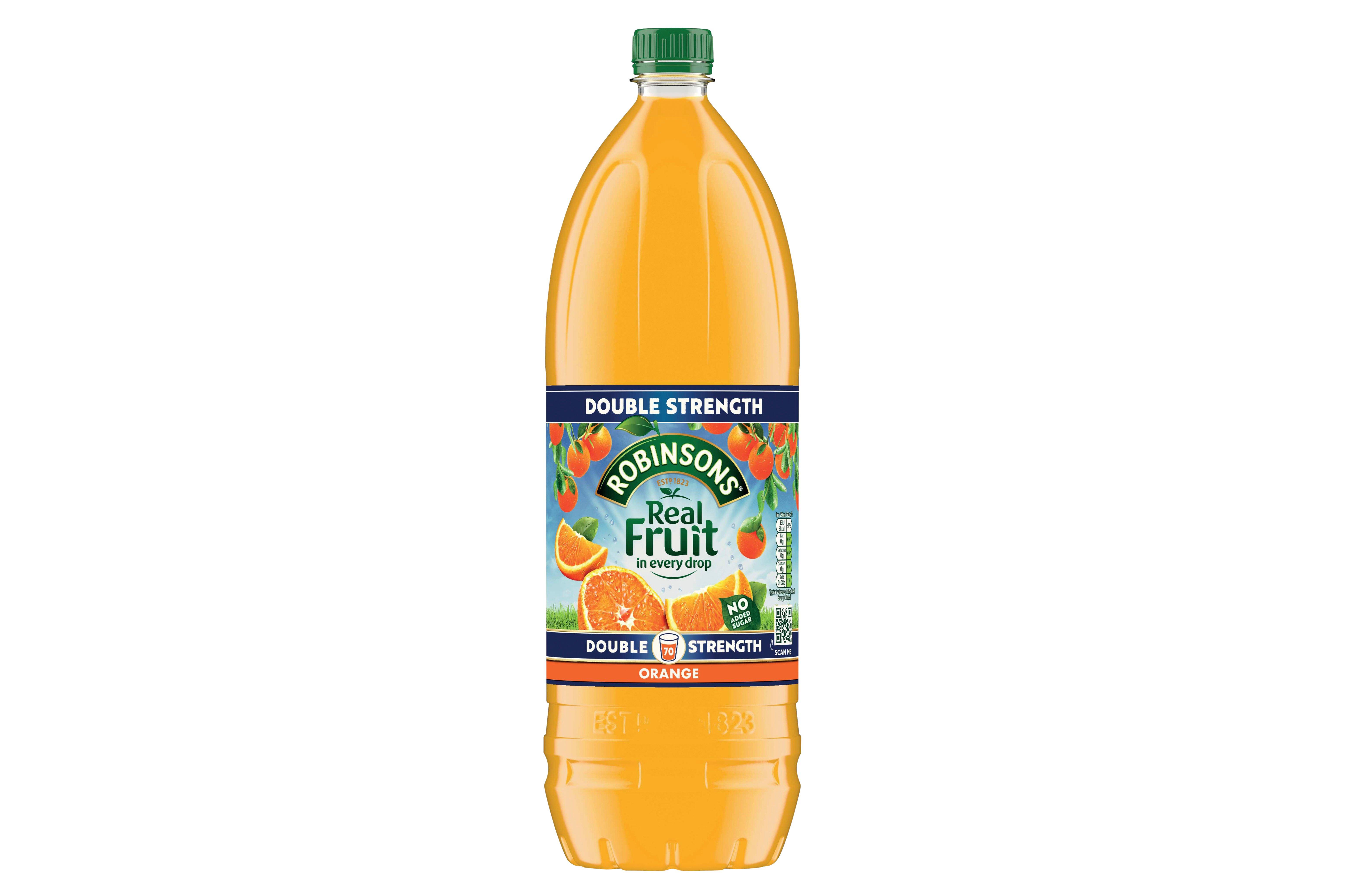 Robinsons No Added Sugar Double Strength Orange 1.75L 2 x 1.75ltr