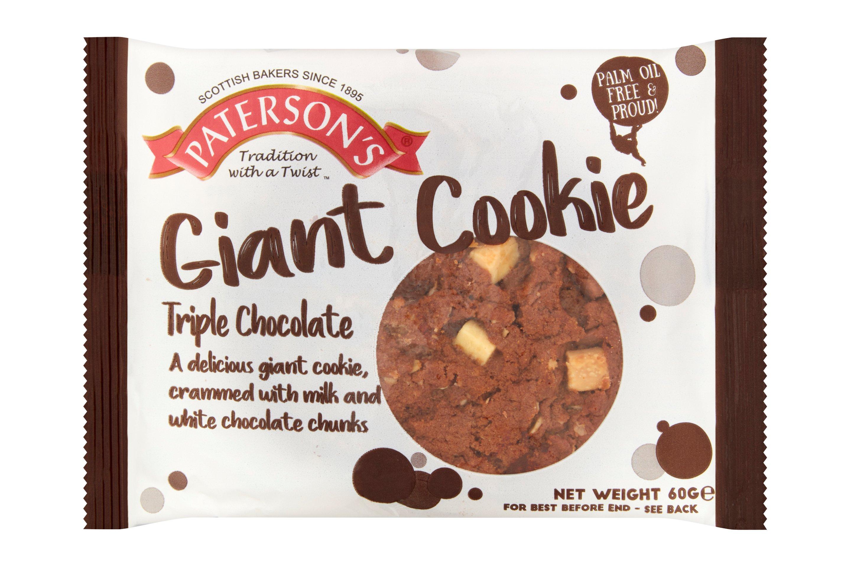 Paterson's Triple Chocolate Giant Cookie 18 x 60g