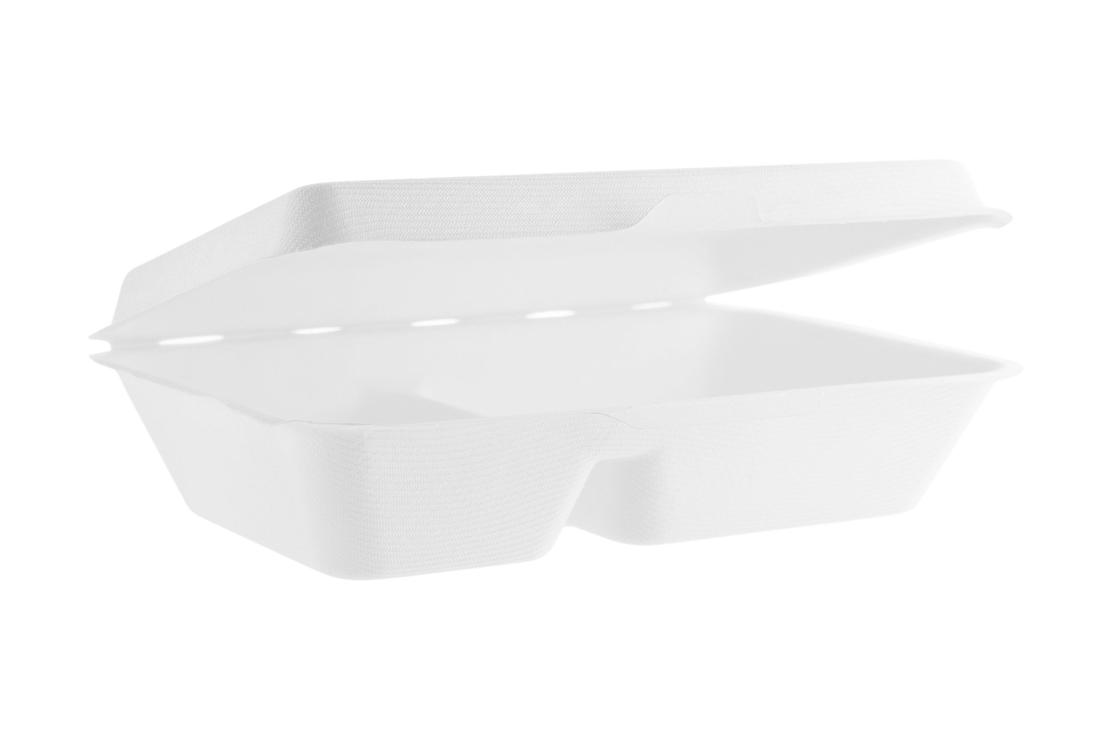 Vegware 2-Compartment Bagasse C lamshell 9x6"""" /23.5x15.5x7cm 1 x 200