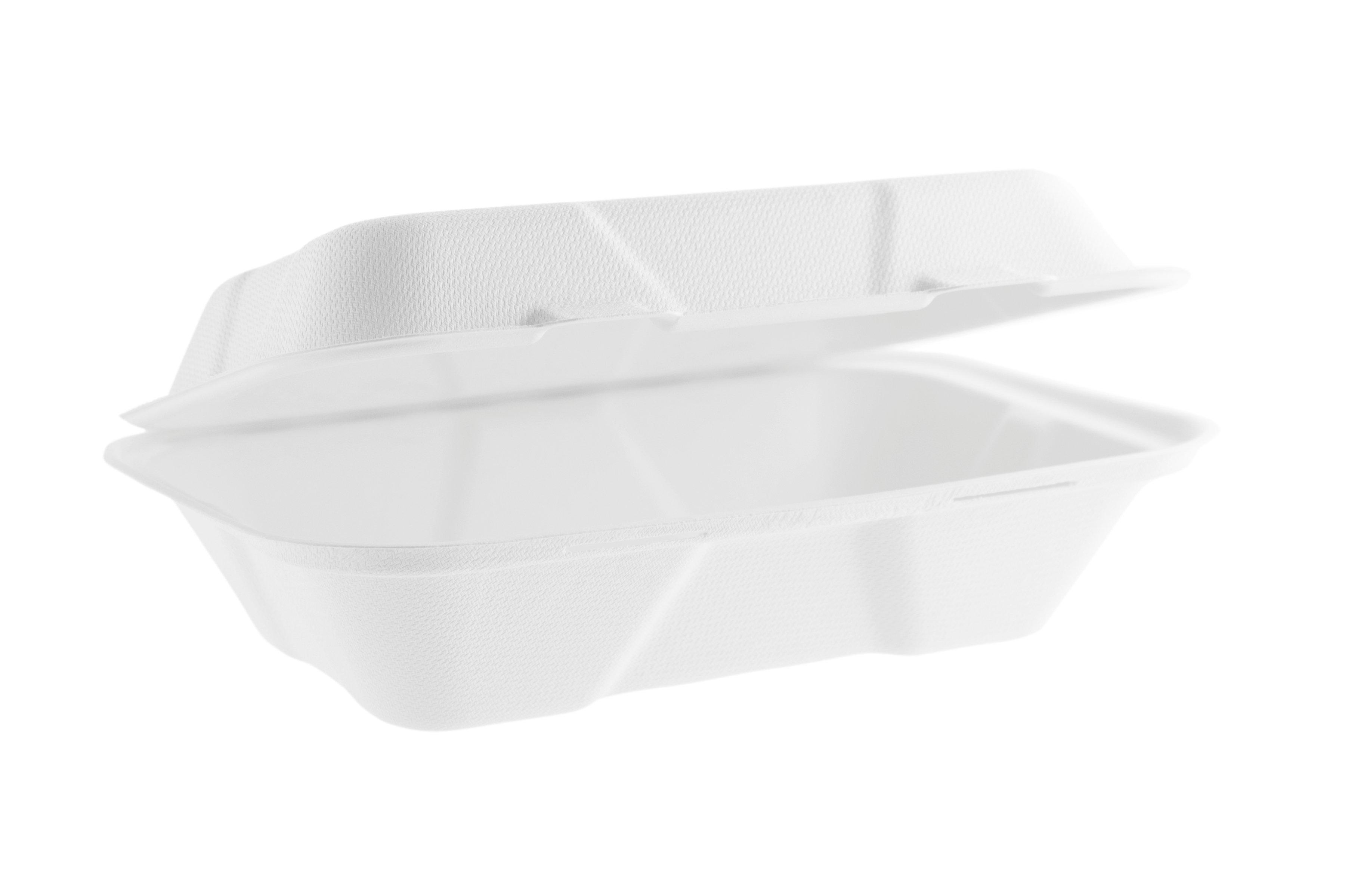 Vegware White Large Bagasse Clamshell 9x6"""" /22x15.5x8cm 1 x 200