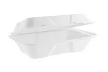 Vegware White Large Bagasse Clamshell 9x6"/22x15.5x8cm Vegware White Large Bagasse Clamshell 9x6"/22x15.5x8cm