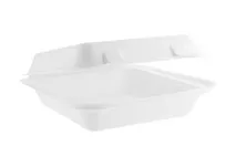 Vegware White Bagasse Square lunch box 8x8"/21x21x7.5cm Vegware White Bagasse Square lunch box 8x8"/21x21x7.5cm
