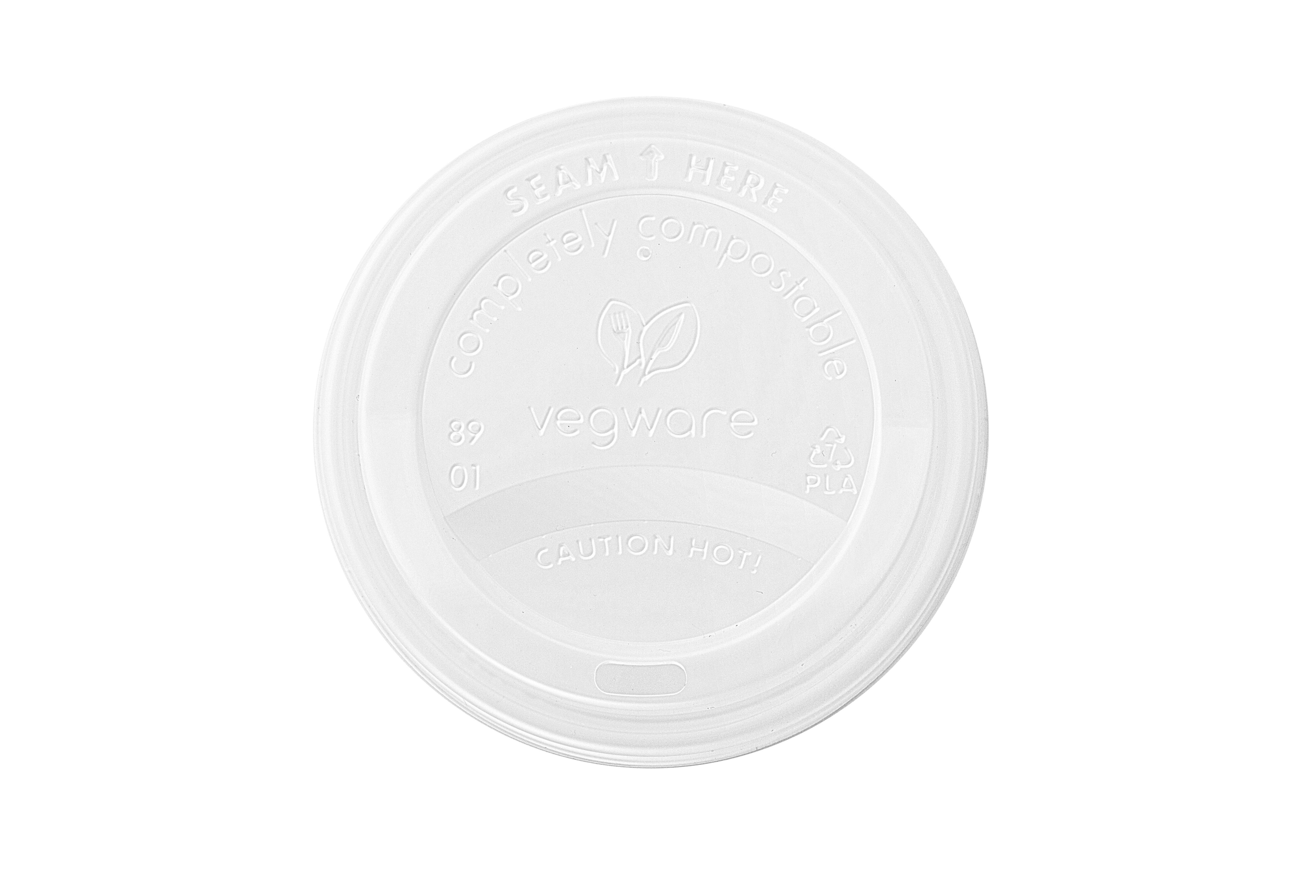 Vegware CPLA Lids (domed sip-thru) 12-20oz/340-454ml 1 x 1000